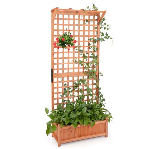 GOPLUS Pflanzkasten mit Rankgitter, Blumenkasten mit Ablauflöchern & Spalier, Gartenbeet Pflanzkübel Rankgitter Rankhilfe für Garten & Balkon (75 x 33 x 181 cm) GOPLUS Pflanzkasten mit Rankgitter, Blumenkasten mit Ablauflöchern & Spalier, Gartenbeet Pflanzkübel Rankgitter Rankhilfe für Garten & Balkon (75 x 33 x 181 cm) von GOPLUS