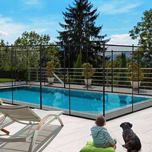 GOPLUS Poolzaun Kindersicher, Schutzzaun Garten, Zaunsichtschutz Faltbar, Teichzaun für Pool Schwimmbad, 360 x 125 cm, Schwarz von GOPLUS