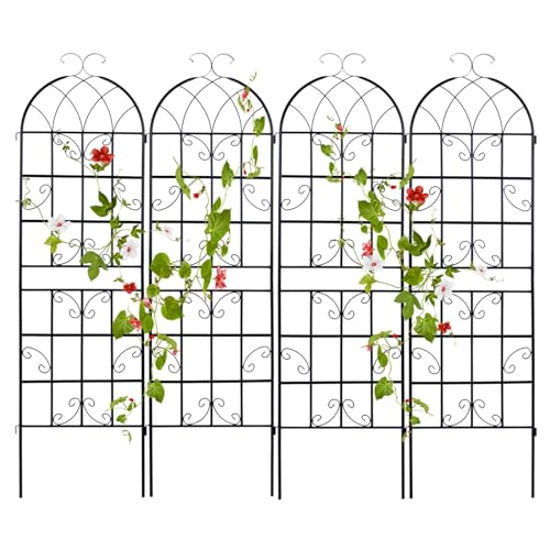 GOPLUS Rankgitter Metall 2er/4er Set, Sichtschutz Garten 180/220 cm hoch, Rosenspalier, Rosengitter, Pflanzengitter, Ranknetz, Rankgitter Balkon, Rankhilfe für Kletterpflanzen (180 x 50 cm, 4) von GOPLUS