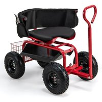 Rollsitz, Mobiler Gartensitz mit Griff, Höhenverstellbarer drehbarer Arbeitssitz mit Rückenlehne, Gartenwagen mit Stauraum für Gartenarbeit, bis von GOPLUS
