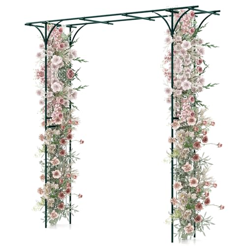 GOPLUS Rosenbogen aus Metall, 205 x 52 x 205 cm Pergola Rankhilfe Rankbogen Hochzeitsbogen Gartenbogen für Kletterpflanzen, Torbogen für Garten & Hochzeit (Grün) von GOPLUS
