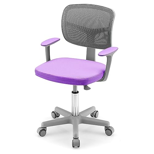 GOPLUS Schreibtischstuhl Kinder, Höhenverstellbarer Kinderdrehstuhl, Sitzhöhe 40-54cm, Kinder Bürostuhl mit Rückenlehne, Armlehnen, Ergonomischer Jugenddrehstuhl für 3-10 Jahre (Violet) von GOPLUS