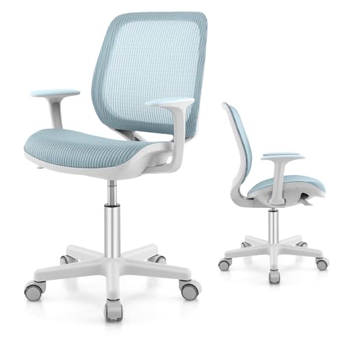 GOPLUS Schreibtischstuhl Kinder, Höhenverstellbarer Kinderdrehstuhl, Sitzhöhe 43-55cm, Bürostuhl mit Rückenlehne & Armlehnen & Rädern, Ergonomischer Kinderstuhl für Kinder 6-15 Jahre (Blau) von GOPLUS