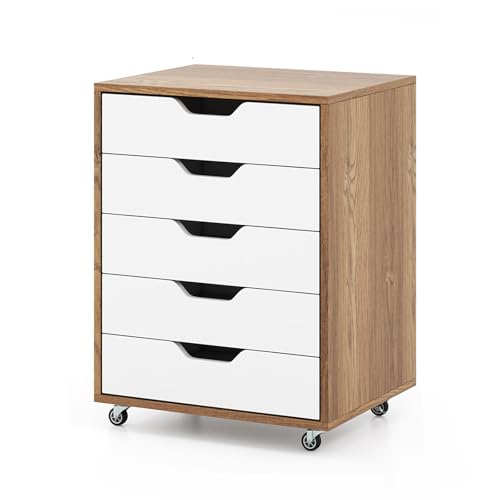 GOPLUS Rollcontainer mit Schubladen, Schubladenschrank mit Rollen, Griffmulden, mobiler Aktenschrank, Bürocontainer Rollschrank für Schlafzimmer Arbeitszimmer & Büro, 48 x 39,5 x 65,5 cm (Natur) GOPLUS Rollcontainer mit Schubladen, Schubladenschrank mit Rollen, Griffmulden, mobiler Aktenschrank, Bürocontainer Rollschrank für Schlafzimmer Arbeitszimmer & Büro, 48 x 39,5 x 65,5 cm (Natur) von GOPLUS
