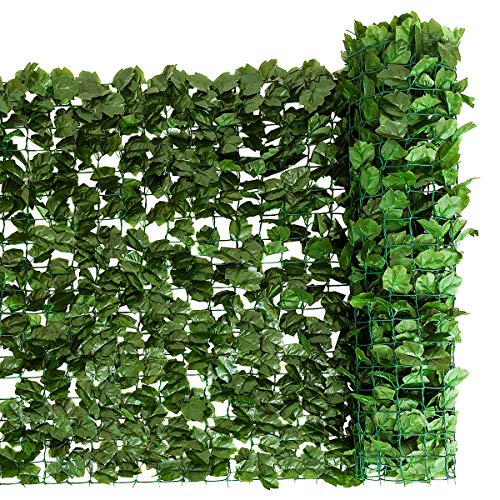 GOPLUS Sichtschutz, Gartenzaun aus Efeublättern, Künstliche Hecke, Blätter aus PE, für Balkon Terrasse Zaun (150 x 300cm) von GOPLUS