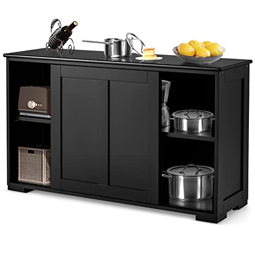 GOPLUS Sideboard Farbewahl, Küchenschrank Badschrank Wohnzimmerregel Beistellschrank Mehrzweckschrank (Schwarz) von GOPLUS