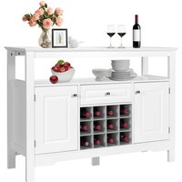 Sideboard mit Weinregal, Küchenschrank mit Offenem Regal, 1 Schublade & 2 Türen, Beistellschrank für Wohnzimmer, Küche & Esszimmer, Weiss - Goplus von GOPLUS