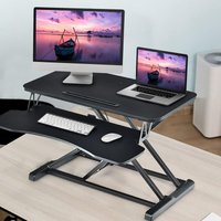 GOPLUS Sit-Stand Workstation, Hoehenverstellbarer Schreibtischaufsatz, ergonomischer Sitz-Steh-Schreibtisch aus Metallgestellund Spannplatte, von GOPLUS