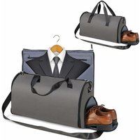 Tragetasche für Kleidersack, 2-in-1 Reisetasche mit Schuhfach, Krawattentasche, Reisepass-Tasche und abnehmbarem Gurt, 50L Hänge-Kleidersack (Grau) von GOPLUS