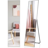 GOPLUS Wandspiegel, 160 x 40 cm Ganzkoerperspiegel mit Metallrahmen, rutschfeste Matte, Standspiegel für Schlafzimmer, Eingangsbereich & von GOPLUS