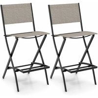 Goplus - Gartenstuhl klappbar, 2er Set Balkonstuhl aus Metall bis 150kg belastbar, Barhocker Barstuhl mit Rückenlehne & Fußstütze, Klappstuhl Goplus - Gartenstuhl klappbar, 2er Set Balkonstuhl aus Metall bis 150kg belastbar, Barhocker Barstuhl mit Rückenlehne & Fußstütze, Klappstuhl von GOPLUS