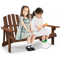 2-Sitzer Adirondack Gartenbank für Kinder, Sitzbank aus Tannenholz mit Rückenlehne & Armlehnen, Terrassenmöbel für Garten Balkon, belastbar 100 kg von GOPLUS