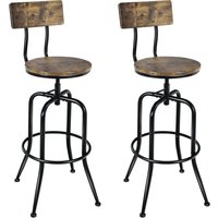 Goplus - 2-er Barhocker-Set, industrielle hohe Barhocker, Küchenhocker in Thekenhoehe mit verstellbarem Sitz, bogenfoermige Rückenlehne & Fussstütze, von GOPLUS