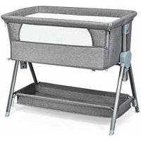 Goplus - 2 in 1 Beistellbett, Babybet mit 6 stufigen Hoehenverstellung und Aluminiumrahmen, Kinderbett inkl. Matratze, Zustellbett mit Rollen, von GOPLUS