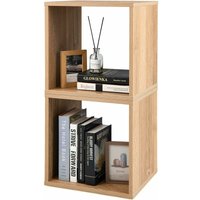 2er Set Würfelregal, stapelbare Aufbewahrungsregal mit Ablagefächern, Bücherregal für Wohnzimmer, Arbeitszimmer, Natur - Goplus von GOPLUS