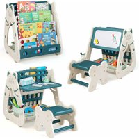 Goplus - 3 in 1 Kinder Kunststaffelei mit Hocker, Bücherregal mit verstellbarem Zeichenbrett und umklappbarer Schreibtisch, Stehende Kindertafel mit Goplus - 3 in 1 Kinder Kunststaffelei mit Hocker, Bücherregal mit verstellbarem Zeichenbrett und umklappbarer Schreibtisch, Stehende Kindertafel mit von GOPLUS