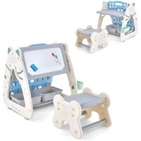 Goplus - 3 in 1 Kinder Kunststaffelei mit Hocker, Bücherregal mit verstellbarem Zeichenbrett und umklappbarer Schreibtisch, Stehende Kindertafel mit Goplus - 3 in 1 Kinder Kunststaffelei mit Hocker, Bücherregal mit verstellbarem Zeichenbrett und umklappbarer Schreibtisch, Stehende Kindertafel mit von GOPLUS