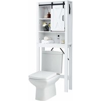 3-stöckiger Toilettenschrank, Toilettenregal mit Schiebetür, Badezimmerschrank für Toilette & Waschmaschine - Goplus von GOPLUS