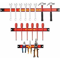 Goplus - 3-teilige Magnetleiste, Magnetisches Werkzeugleiste-Set inkl. 3 Teile in Verschiedenen Groessen, Werkzeughalter Werkzeugholder an der Wand, von GOPLUS