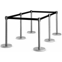 3er Set Personenleitsystem, Abgrenzungsstaender mit 2M Einsetzbarem Absperrband, Absperrstaender aus Edelstahl, im Innen- und Aussenbereich, für von GOPLUS