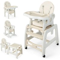 Goplus - 4 in 1 Baby Hochstuhl, mit Schaukelfunktion, Kinderhochstuhl mit Verstellbarer Rücklehne & Abnehmbarem Tablett & Universalrädern, von GOPLUS