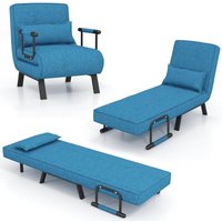 Goplus - 4 in 1 Schlafsessel mit Bettfunktion, Schlafsofa mit 6-Fach verstellbare Rückenlehne & abnehmbarem Kissen & gepolstertem Sitz, Relaxsessel von GOPLUS
