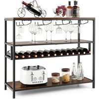 Goplus - 6-stöckiger Weinregal für 32 Flaschen, Flaschenregal mit Glashalter, Barschrank Vintage für Küche & Esszimmer, 80 x 30 x 140 cm von GOPLUS