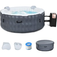 Aufblasbarer Whirlpool für 2-4 Personen, Indoor & Outdoor Beheitzter Pool mit 108 Massagedüsen, Filtersystem, Abdeckung, Whirlpool für Bubble Spa, von GOPLUS