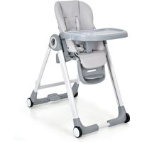 Baby Hochstuhl, Kinderhochstuhl höhenverstellbar mit verstellbarer Rückenlehne und Fußstütze, abnehmbare Doppeltabletts und Sitzkissen, von GOPLUS