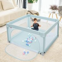 Baby Laufstall mit 50 Spielbaellen, 120x120cm, Krabbelgitter für Kleinkinder & Saeulinge, stabiler Laufgitterzelt mit atmungsaktivem Netz, Reisebett von GOPLUS