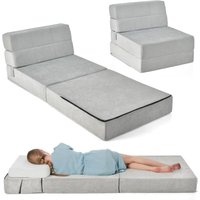 Bodensofa mit Schlaffunktion, 3 in 1 Klappbares Sofabett, Bodenmatratze aus Schaumstoff mit abnehmbarem Bezug, Klappsofa Schlafsessel für Wohnzimmer von GOPLUS