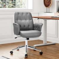 Bürostuhl, ergonomischer Schreibtischstuhl mit Rückenlehne & Armlehne, höhenverstellbarer Drehstuhl aus PU-Leder, 67 x 67 x 93-103 cm - Goplus von GOPLUS