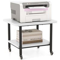Goplus - Druckertisch mit Arretierbaren Raeder, Rollcontainer mit 2 Ablagen, Rollwagen für Schreibtisch, Drucker Staender aus Holz, um 360°Drehbare Goplus - Druckertisch mit Arretierbaren Raeder, Rollcontainer mit 2 Ablagen, Rollwagen für Schreibtisch, Drucker Staender aus Holz, um 360°Drehbare von GOPLUS