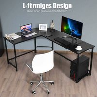 Eckschreibtisch in L-Form, Großer Schreibtisch Computertisch Gaming Tisch, Gaming Schreibtisch Bürotisch platzsparend 167,5x125,5x73,5cm (Schwarz) von GOPLUS