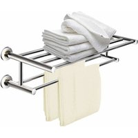Goplus - Handtuchablage Badetuchhalter Wand Handtuchhalter Handtuchständer Badetuchstange, Doppelte Handtuchstange von GOPLUS