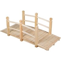 Goplus - Holzbrücke aus Tannenholz, Gartenbrücke bis 100 kg, Teichbrücke Braun, Zierbrücke mit Gelaender,150x67x55cm (Natur) von GOPLUS