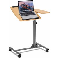 Goplus - Laptoptisch hoehenverstellbar, Laptopstaender Holz, Notebooktisch mit Rollen,Notebookstaender drehbar, Verstellbarer Computertisch, braun von GOPLUS