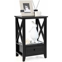 Goplus - Nachttisch mit Schublade, Beistelltisch klein mit Ablage, Nachtkommode, Sofatisch Holz für Schlafzimmer, Wohnzimmer, 40 x 30 x 61 cm von GOPLUS