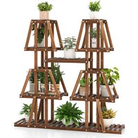 Pflanzenständer, 5 Ebenen Blumenregal aus Kiefernholz, trapezförmiger Blumenständer, Blumentreppe Pflanzenregal für Garten, Balkon, 113 x 27 x 114 cm von GOPLUS