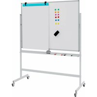 Rollendes magnetisches Whiteboard, Magnettafel mit Rollen, hoehenverstellbar, doppelseitige Weisswandtafel auf Raedern für Zuhause, Büro, Schule, 120 von GOPLUS