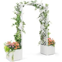 Goplus - Rosenbogen Holz, Gartenbogen mit Rankgitter & Pflanzenkasten, Torbogen für Kletterpflanzen, Rankhilfe für Gartenparty & Hochzeit, 183 × 42 × von GOPLUS