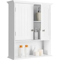 Goplus - Wandschrank mit 2 Türen, Badschrank mit Verstellbarem Regal & Offenem Fach, Moderner Küchenschrank, Multifunktionaler Haengeschrank für von GOPLUS