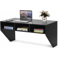 Goplus - Wandtisch Schreibtisch mit 3 Faecher, Wandschrank, Wandmontage, für pc Laptop, Lackierte Oberflaeche Modern, für Arbeitszimmer Wohnzimmer von GOPLUS