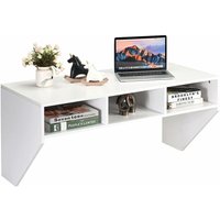 Goplus - Wandtisch Schreibtisch mit 3 Faecher, Wandschrank, Wandmontage, für pc Laptop, Lackierte Oberflaeche Modern, für Arbeitszimmer Wohnzimmer von GOPLUS
