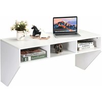 Wandtisch Schreibtisch mit 3 Faecher, Wandschrank, Wandmontage, für pc Laptop, Lackierte Oberflaeche Modern, für Arbeitszimmer Wohnzimmer Büro von GOPLUS