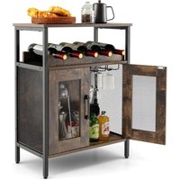 Goplus - Weinbarschrank aus Holz, Küchenschrank mit abnehmbarem Weinregal & 6 Glashalter, Sideboard mit Metallgittertüren Industriell für Küche & Goplus - Weinbarschrank aus Holz, Küchenschrank mit abnehmbarem Weinregal & 6 Glashalter, Sideboard mit Metallgittertüren Industriell für Küche & von GOPLUS