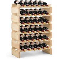 Weinregal mit 6 Ebenen für 36 Flaschen, Flaschenregal aus Massivholz, freie Kombination, Weinschrank,Weinstaender, Weinhalter, Natur, 63,2 x 28 x von GOPLUS