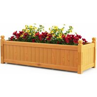 Hochbeet Holz, rechteckiger Pflanzkasten mit Ablauflöchern, Pflanzbeet Kräuterbeet für Garten, 110 x 40 x 35 cm, Natur - Goplus von GOPLUS