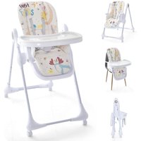 Hochstuhl für Babys und Kleinkinder, 3-in-1 Babyhochstuhl mit verstellbarer Höhe, Rückenlehne, Fußstütze, Sicherheitsgurt, Doppeltablett, Babystuhl von GOPLUS