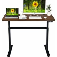 Hoehenverstellbarer Schreibtisch, Elektronischer Computertisch aus Holz & Alu, Ergonomischer Arbeitstisch mit USB-Ladeanschluss für Zuhause, Büro, von GOPLUS